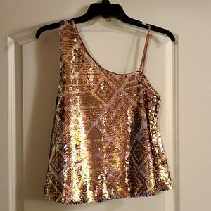 Gold Free People full sequin top